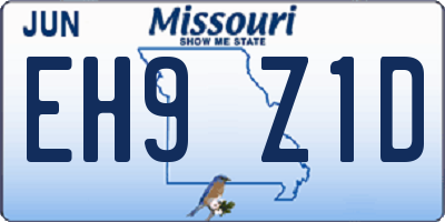 MO license plate EH9Z1D