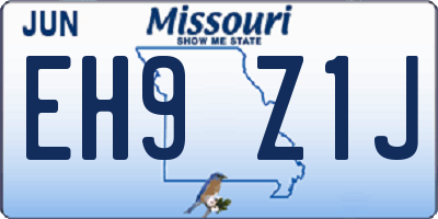 MO license plate EH9Z1J