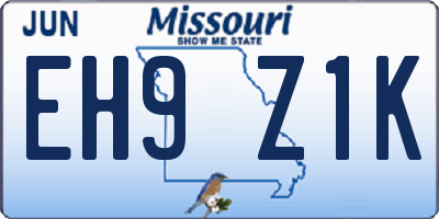 MO license plate EH9Z1K