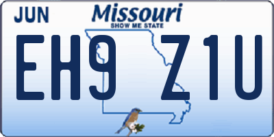 MO license plate EH9Z1U