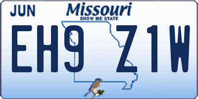 MO license plate EH9Z1W