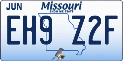 MO license plate EH9Z2F