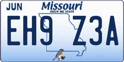 MO license plate EH9Z3A