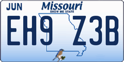 MO license plate EH9Z3B