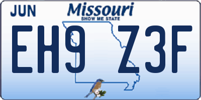 MO license plate EH9Z3F