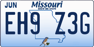 MO license plate EH9Z3G