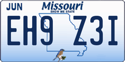 MO license plate EH9Z3I