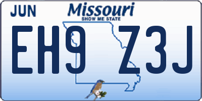 MO license plate EH9Z3J