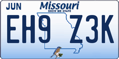 MO license plate EH9Z3K