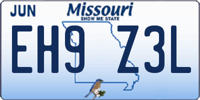 MO license plate EH9Z3L