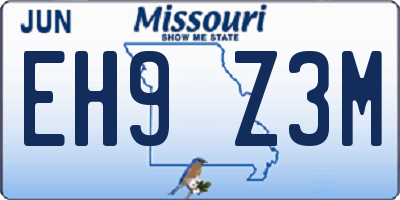 MO license plate EH9Z3M
