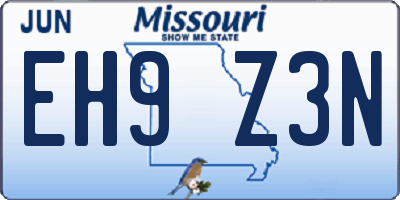 MO license plate EH9Z3N