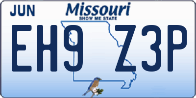 MO license plate EH9Z3P