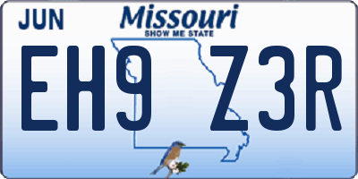 MO license plate EH9Z3R