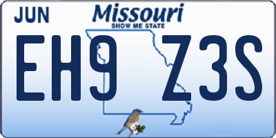 MO license plate EH9Z3S