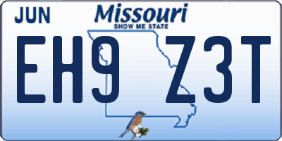 MO license plate EH9Z3T
