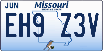 MO license plate EH9Z3V