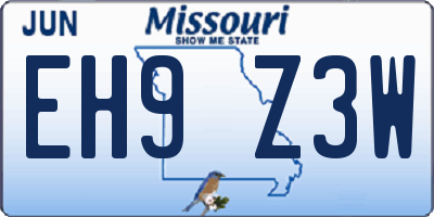 MO license plate EH9Z3W