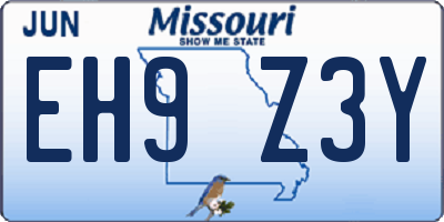MO license plate EH9Z3Y