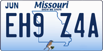 MO license plate EH9Z4A