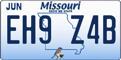 MO license plate EH9Z4B