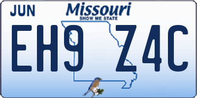 MO license plate EH9Z4C