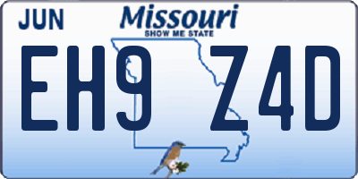 MO license plate EH9Z4D
