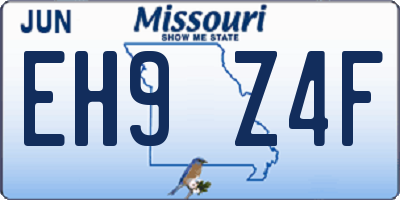 MO license plate EH9Z4F