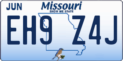 MO license plate EH9Z4J