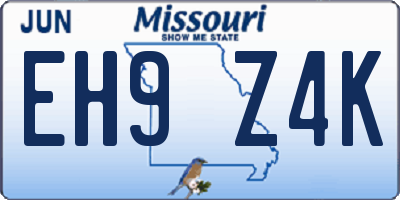 MO license plate EH9Z4K
