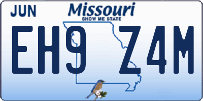 MO license plate EH9Z4M
