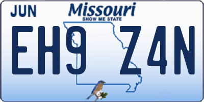 MO license plate EH9Z4N