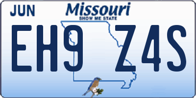 MO license plate EH9Z4S