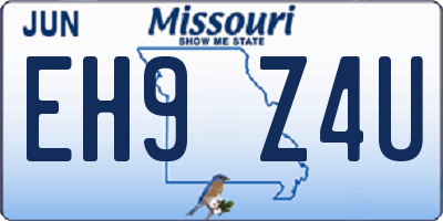 MO license plate EH9Z4U