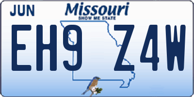 MO license plate EH9Z4W
