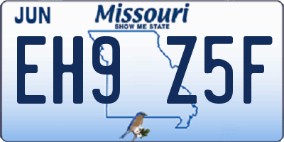 MO license plate EH9Z5F
