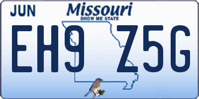 MO license plate EH9Z5G