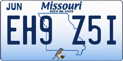 MO license plate EH9Z5I