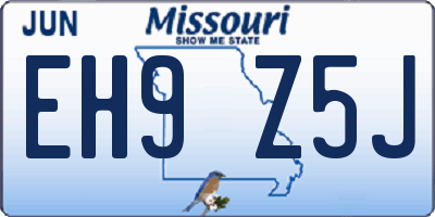 MO license plate EH9Z5J