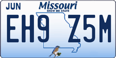 MO license plate EH9Z5M