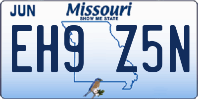 MO license plate EH9Z5N