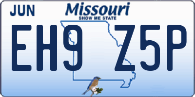 MO license plate EH9Z5P