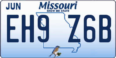 MO license plate EH9Z6B