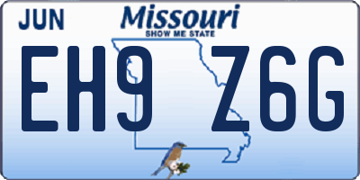 MO license plate EH9Z6G
