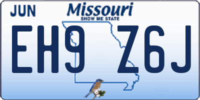 MO license plate EH9Z6J