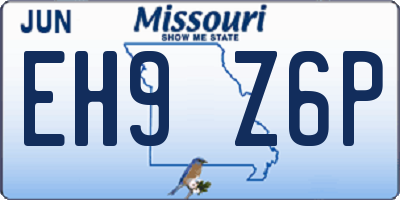 MO license plate EH9Z6P