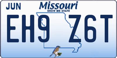 MO license plate EH9Z6T