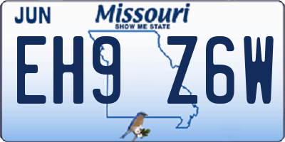 MO license plate EH9Z6W