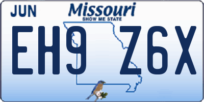 MO license plate EH9Z6X