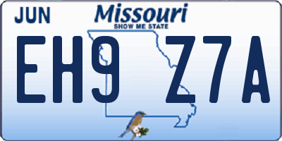 MO license plate EH9Z7A